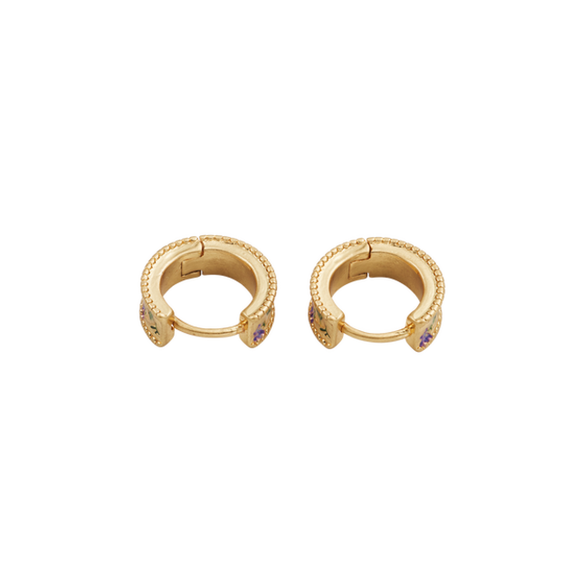 Fable England Folksy Floral Gold Huggie Earrings