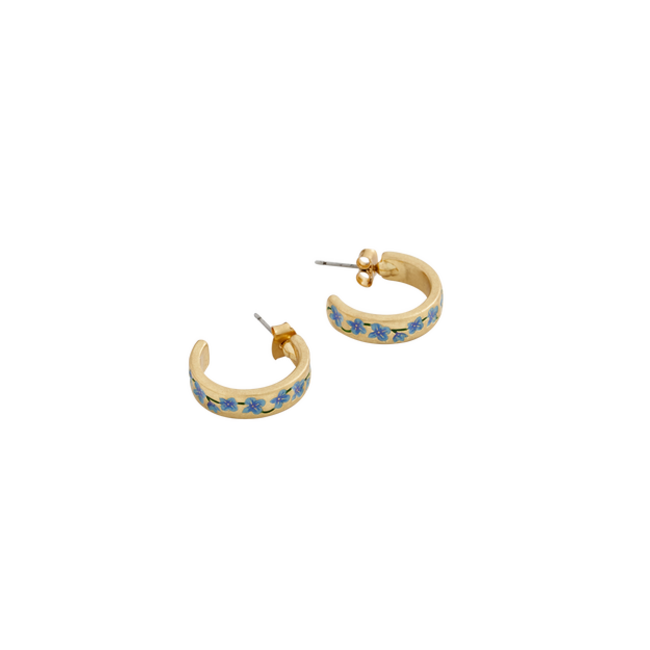 Fable England Blue Forget-Me-Not Hoop Earrings