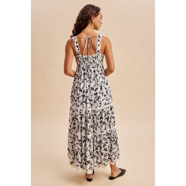 Floral Print Maxi Dress in Creme