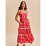 Floral Print Maxi Dress in Cherry Red