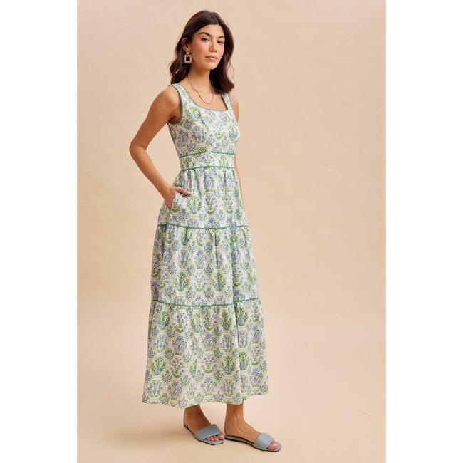 Floral Square Neck Maxi Dress