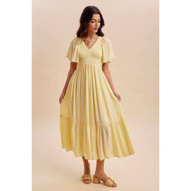 Modal Smocked Dress In Lemon Water