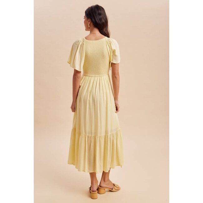 Modal Smocked Dress In Lemon Water