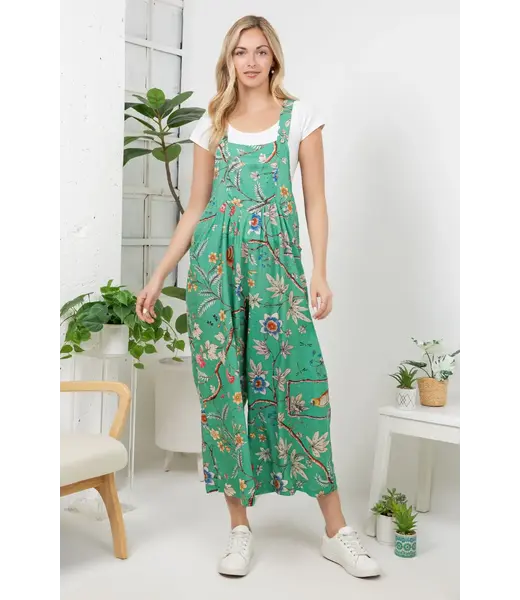 Floral Birds Print Overall