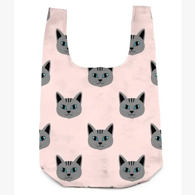 Bag Charm & Reusable Shopper Bag - Gray Cat / Kitten