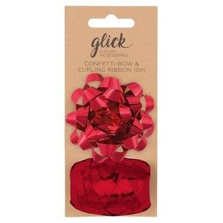 Curling Ribbon & Bow - Metallic Red