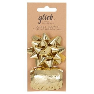 Curling Ribbon & Bow - Metallic Gold