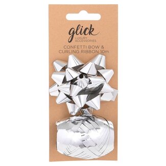 Curling Ribbon & Bow - Silver