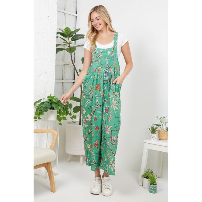 Floral Birds Print Overall