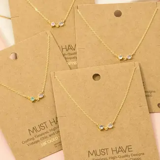 Gold Circle And Teardrop Cubic Zirconia Pendant Necklace (more colours)
