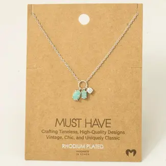 Dainty Opal Crystal Charm Necklace (more colours)
