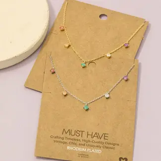 Crystal Stud Drop Necklace (more colours)