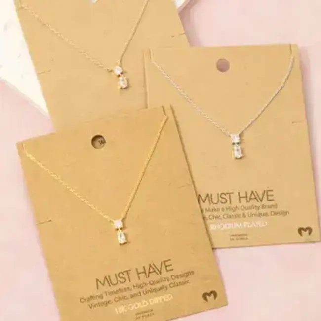 Cubic Ziroconia Circle And Oval Pendant Necklace (more colours)