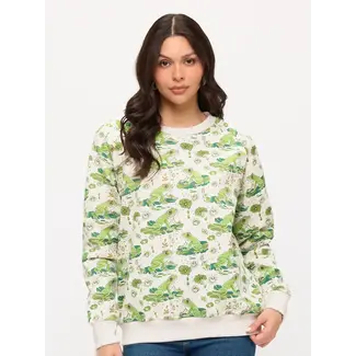 Lily Pads and Frogs Print Sweatshirt