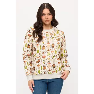 Mushrooms and Bugs Print Sweatshirt