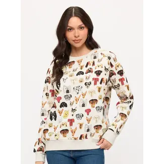 Colourful Dog Faces Print Sweatshirt