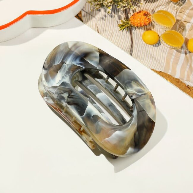E&S Accessories Marble Rounded Flat Hair Claw (more colours)