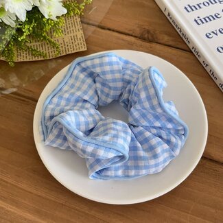 E&S Accessories Gingham Blue Scrunchie