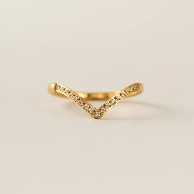 Lover’s Tempo Chevron CZ Ring - Gold