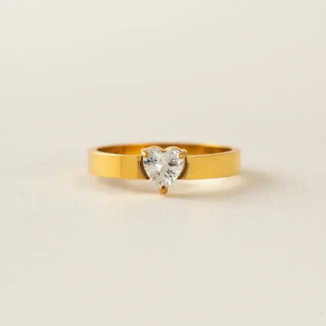 Lover’s Tempo Amor Heart CZ Ring - Gold-Waterproof