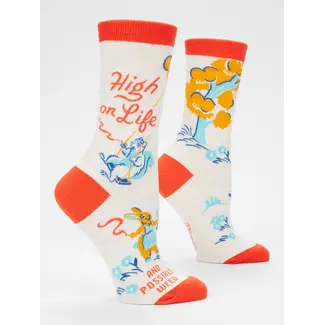 Blue Q Women's Crew Socks - High On Life... And Possibly Weed