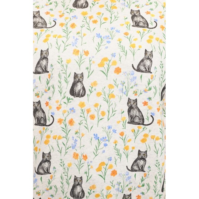 Cat & Wildflower Print Sweatshirt