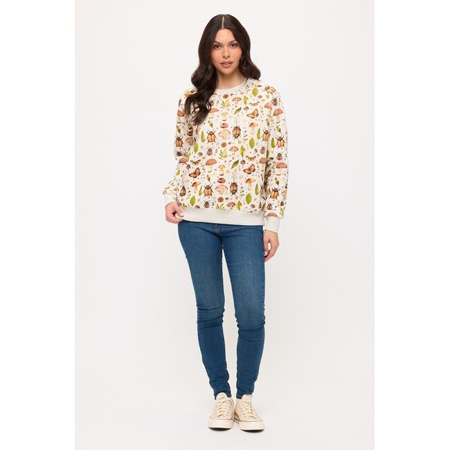 Mushrooms and Bugs Print Sweatshirt
