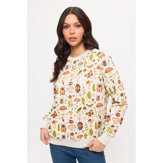 Mushrooms and Bugs Print Sweatshirt