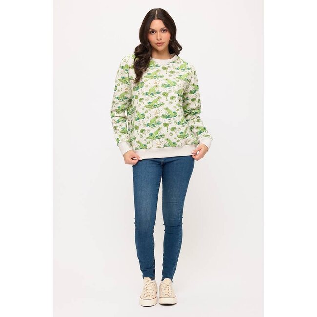 Lily Pads and Frogs Print Sweatshirt
