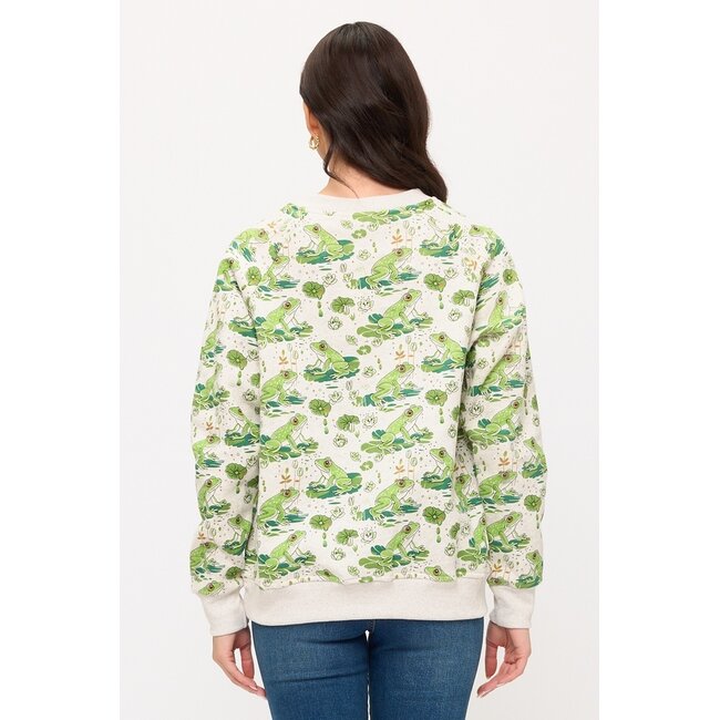Lily Pads and Frogs Print Sweatshirt