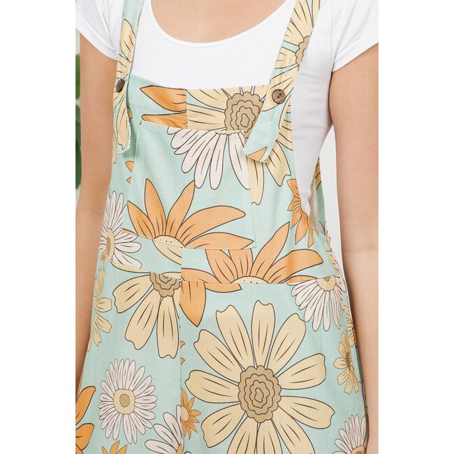 Retro Sunflower Wide Leg Overall