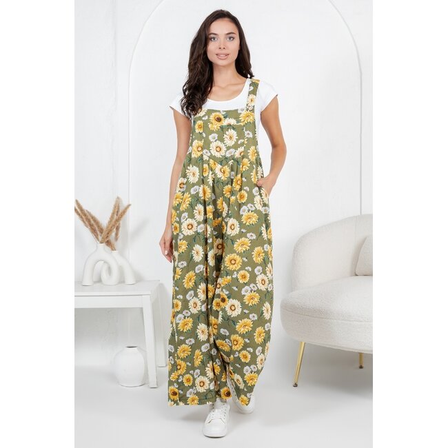 Sunflower Print Overall