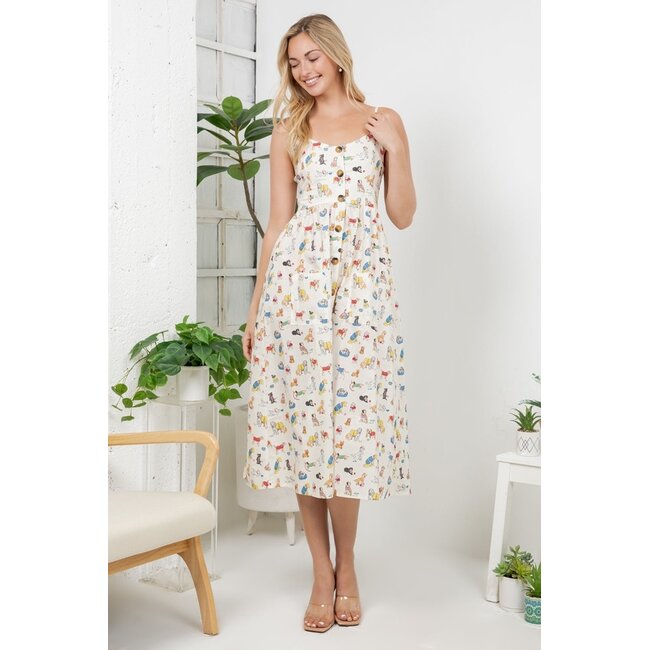 Variety Of Dog Print Cami Dress