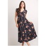 Papillon Navy Floral Short Sleeve Button Front Dress