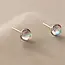 Tiny Round Moonstone Stud Earrings in Silver
