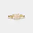 Adjustable Pink Rose Quartz Leaf Ring in Gold