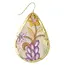 Lilac & Yellow Embroidered Gold Teardrop Earrings