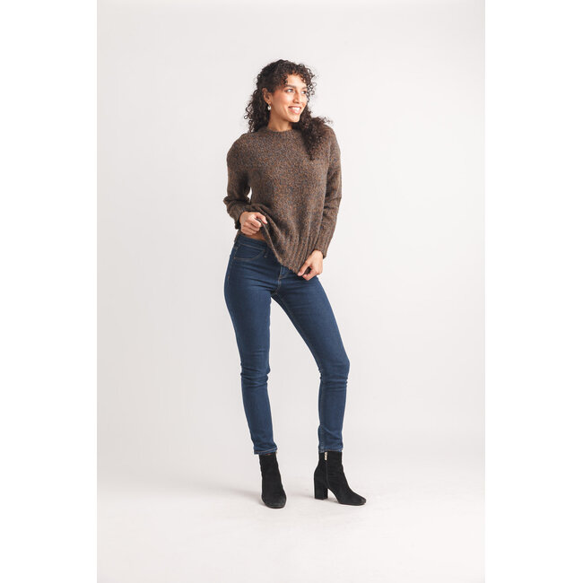 Papillon Marl Knit Sweater With Rib Trim