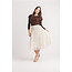 Papillon Cream Tiered Pleated Tulle Skirt With Pearl Details