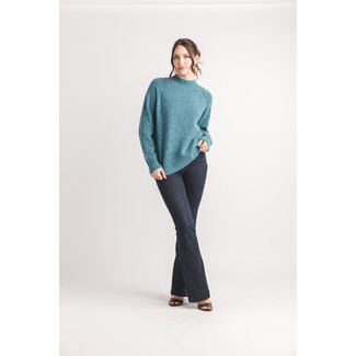 Papillon Heathered Mock Neck Step Hem Sweater