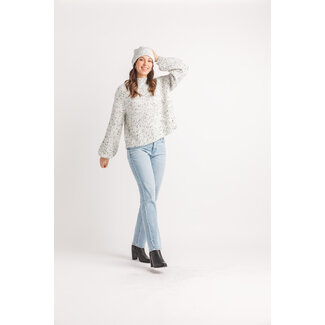 Papillon Speckled Ribbed Detail Mock Neck Sweater