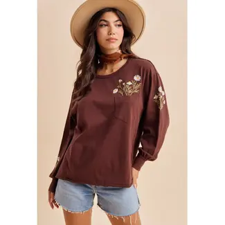 Embroidered Long Sleeve Pullover