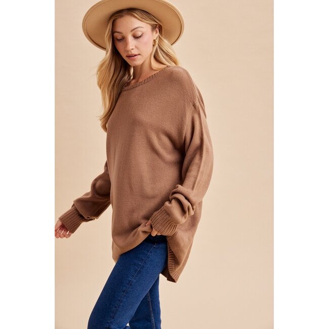 Slouchy Off Shoulder Knitted Sweater