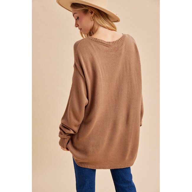 Slouchy Off Shoulder Knitted Sweater