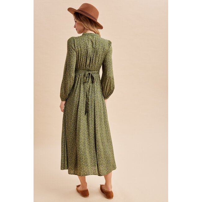 Long Sleeve Button Front Floral Maxi Dress