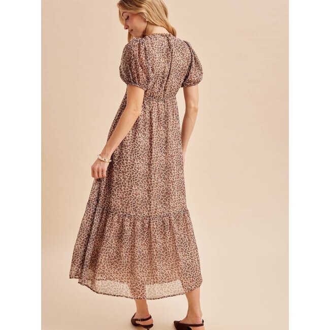 Leopard Print V Neck Maxi Dress