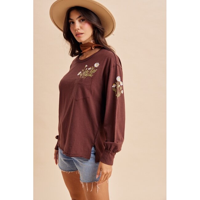 Embroidered Long Sleeve Pullover