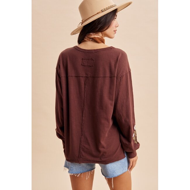 Embroidered Long Sleeve Pullover