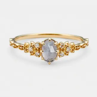 Labradorite Olive Tree Leaf Band Ring