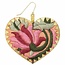 Pink Embroidered Crimped Heart Earrings